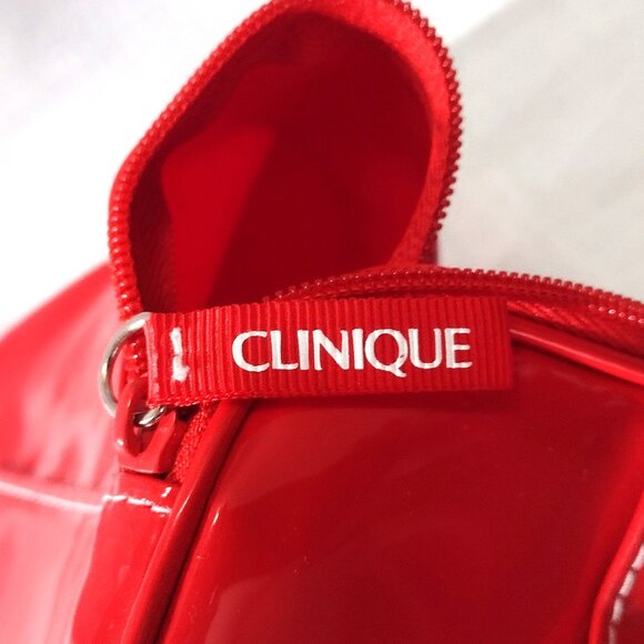CLINIQUE COSMETIC BAG (RED) - 8" X 5" X 5" - 100% PVC - NEW - - Picture 3 of 4